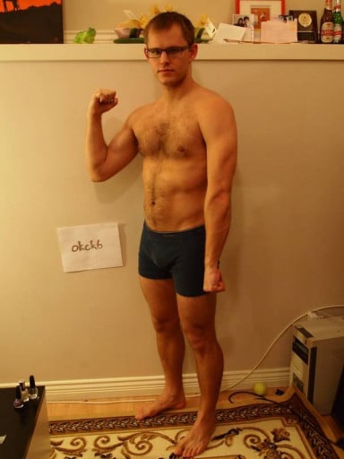A progress pic of a 5'11" man showing a snapshot of 182 pounds at a height of 5'11
