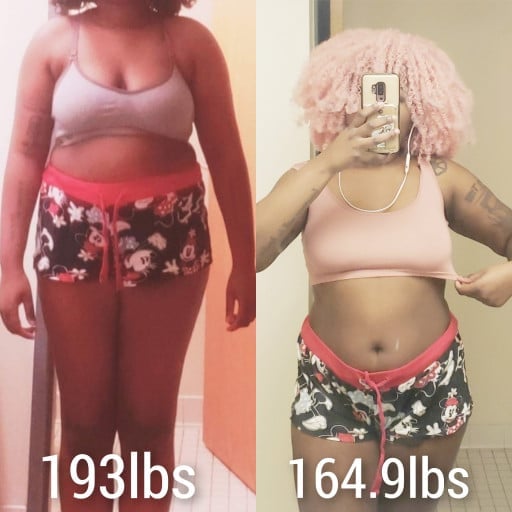 5 feet 7 Female Progress Pics of 36 lbs Fat Loss 200 lbs to 164 lbs