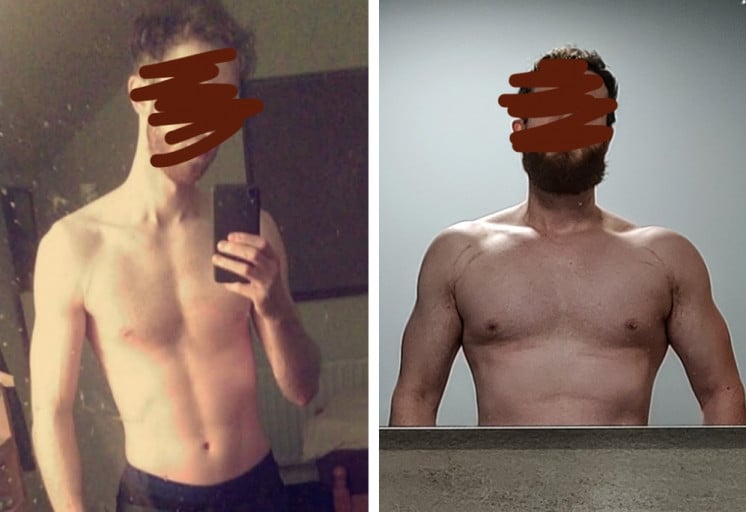 6 foot 2 Male 40 lbs Weight Gain Before and After 155 lbs to 195 lbs