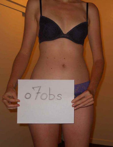 A before and after photo of a 6'1" female showing a snapshot of 141 pounds at a height of 6'1