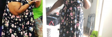 Before and After 44 lbs Fat Loss 5 foot 4 Female 268 lbs to 224 lbs