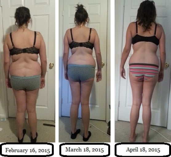 A picture of a 5'6" female showing a weight reduction from 170 pounds to 149 pounds. A respectable loss of 21 pounds.