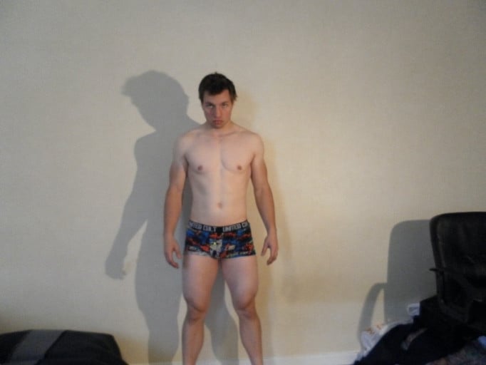 A picture of a 5'10" male showing a snapshot of 176 pounds at a height of 5'10