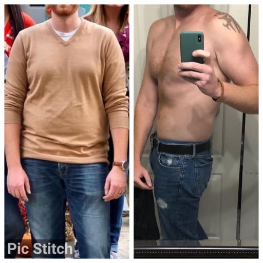 6 foot 6 Male Before and After 60 lbs Fat Loss 285 lbs to 225 lbs