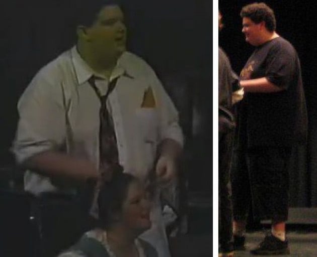 A photo of a 6'2" man showing a weight cut from 375 pounds to 165 pounds. A total loss of 210 pounds.