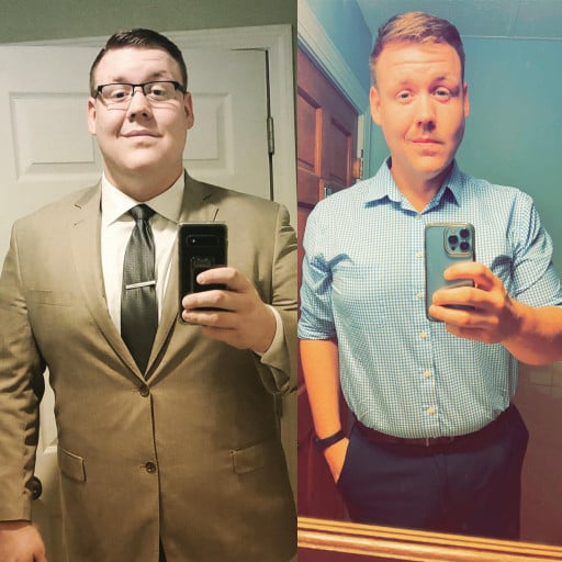 Before and After 102 lbs Weight Loss 6 foot 4 Male 390 lbs to 288 lbs