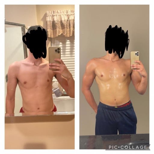 5 foot 9 Male Before and After 25 lbs Weight Gain 133 lbs to 158 lbs