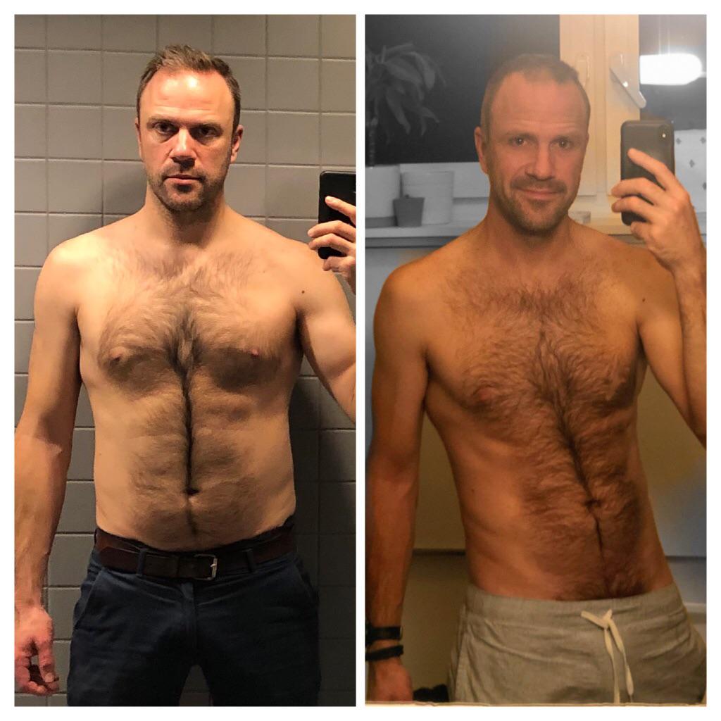 6 feet 2 Male Before and After 27 lbs Weight Loss 210 lbs to 183 lbs