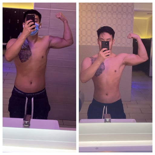 5 feet 6 Male Before and After 1 lbs Muscle Gain 159 lbs to 160 lbs