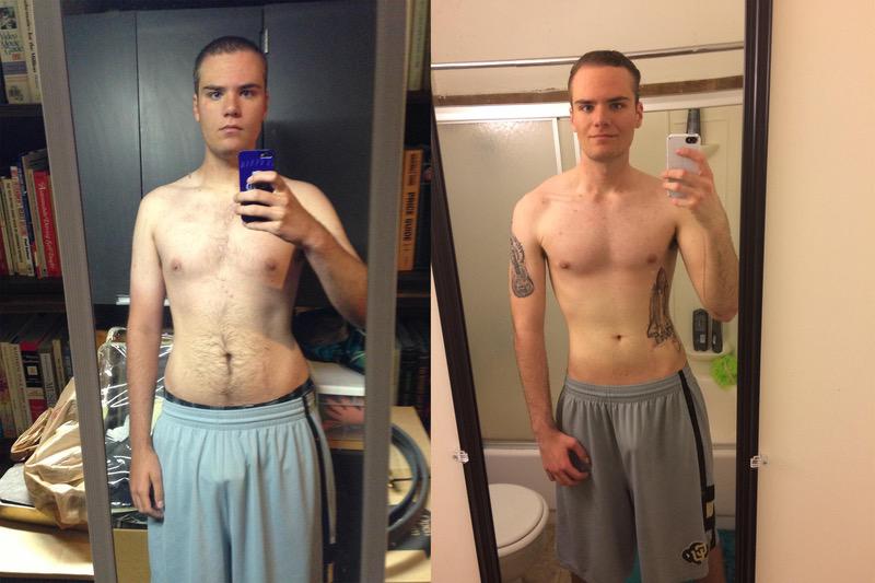 50 lbs Fat Loss Before and After 6 foot 2 Male 210 lbs to 160 lbs