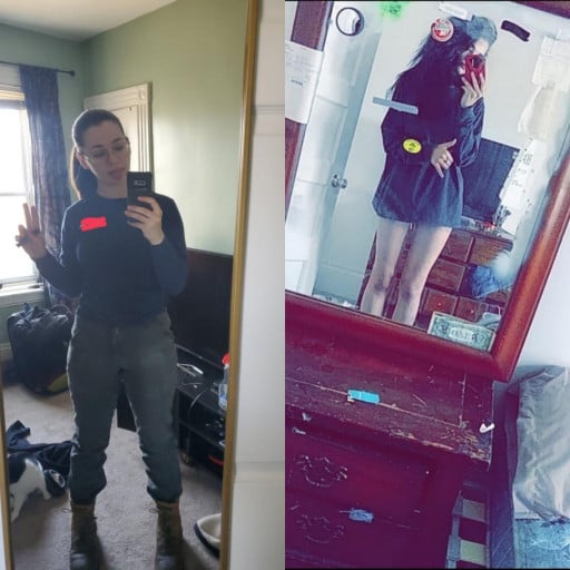 5 feet 11 Female Before and After 45 lbs Weight Gain 120 lbs to 165 lbs