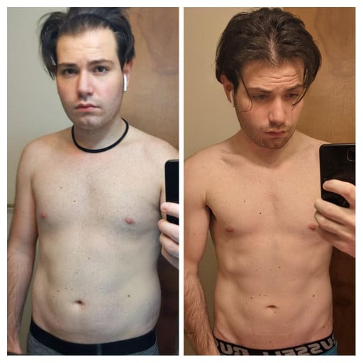 17 lbs Fat Loss Before and After 5 feet 9 Male 174 lbs to 157 lbs