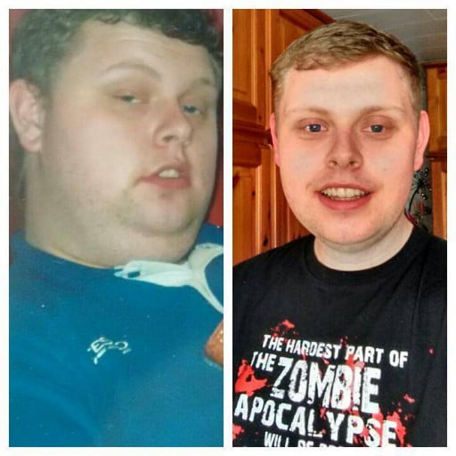 A photo of a 6'2" man showing a fat loss from 288 pounds to 210 pounds. A total loss of 78 pounds.