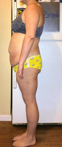 A picture of a 5'8" female showing a snapshot of 193 pounds at a height of 5'8