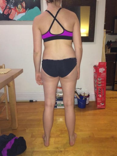 A photo of a 5'5" woman showing a snapshot of 140 pounds at a height of 5'5