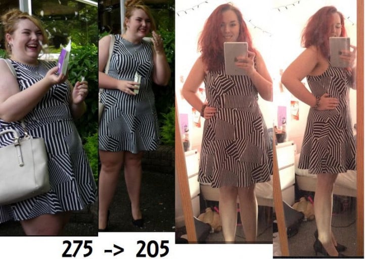 5'9 Female Before and After 70 lbs Weight Loss 275 lbs to 205 lbs