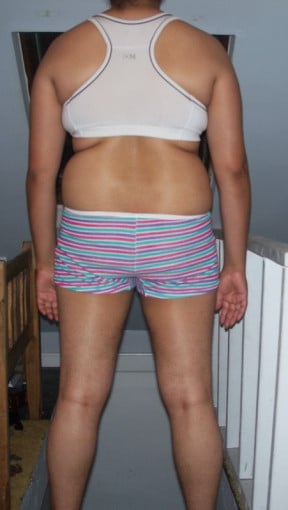 A picture of a 5'7" female showing a snapshot of 183 pounds at a height of 5'7