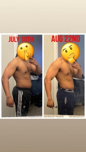 A photo of a 6'0" man showing a weight cut from 204 pounds to 200 pounds. A net loss of 4 pounds.