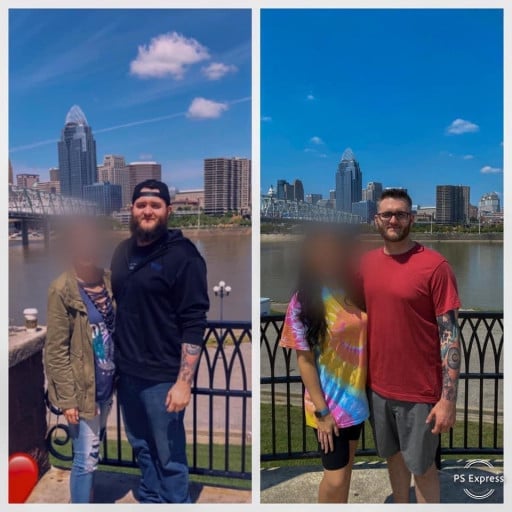 40 lbs Fat Loss Before and After 6 feet 3 Male 260 lbs to 220 lbs