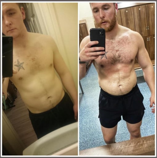 30 lbs Muscle Gain Before and After 5 foot 9 Male 155 lbs to 185 lbs
