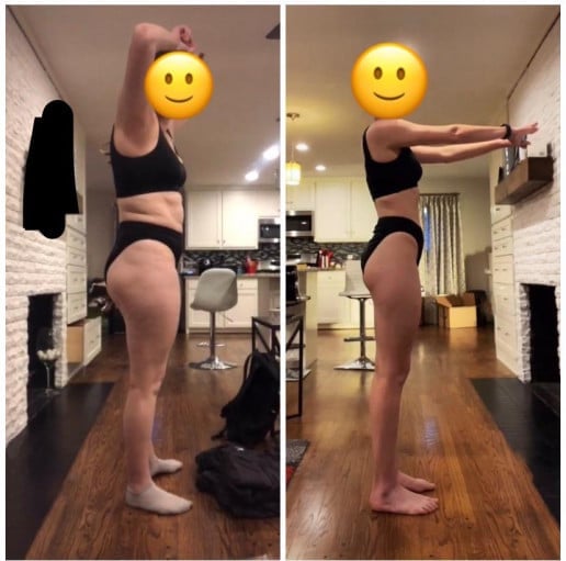 5 feet 8 Female 28 lbs Fat Loss Before and After 170 lbs to 142 lbs