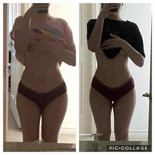 15 lbs Weight Loss Before and After 5 foot 5 Female 145 lbs to 130 lbs