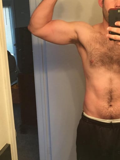 A progress pic of a 6'0" man showing a weight cut from 200 pounds to 180 pounds. A respectable loss of 20 pounds.
