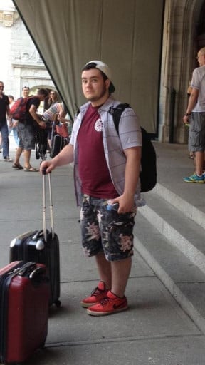 A photo of a 5'10" man showing a weight loss from 255 pounds to 185 pounds. A total loss of 70 pounds.