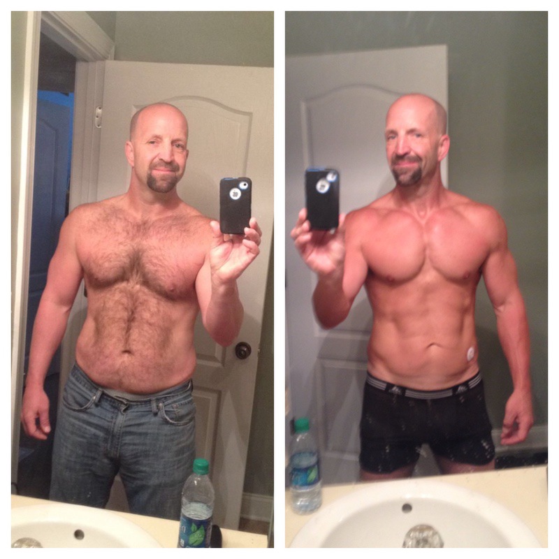 Before and After 45 lbs Fat Loss 5'8 Male 220 lbs to 175 lbs