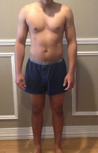 A photo of a 5'9" man showing a snapshot of 164 pounds at a height of 5'9