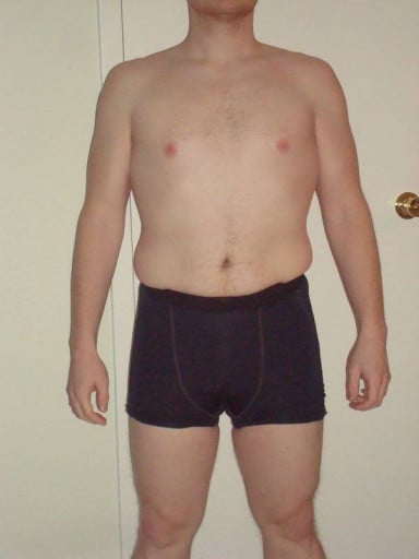 A photo of a 5'8" man showing a snapshot of 174 pounds at a height of 5'8