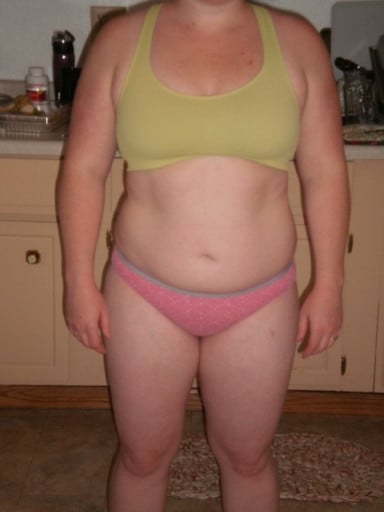 A photo of a 5'1" woman showing a snapshot of 166 pounds at a height of 5'1