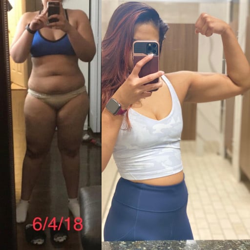 5 foot 6 Female Before and After 43 lbs Fat Loss 180 lbs to 137 lbs