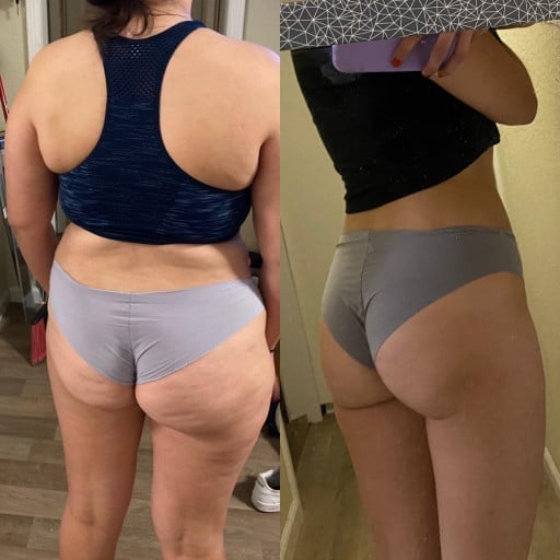 5 foot 7 Female 52 lbs Fat Loss Before and After 192 lbs to 140 lbs