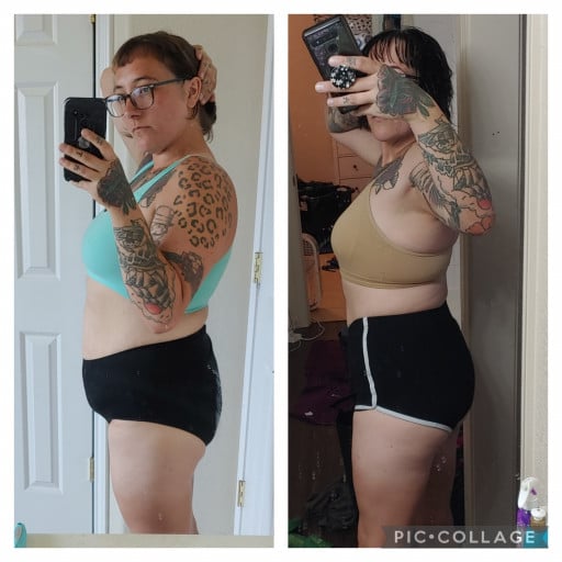 49 lbs Weight Gain Before and After 5 feet 7 Female 185 lbs to 234 lbs
