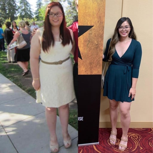 70 lbs Weight Loss Before and After 5'4 Female 205 lbs to 135 lbs