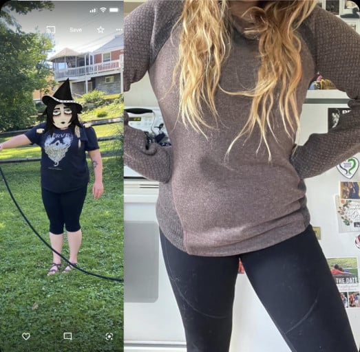 5 feet 5 Female Progress Pics of 41 lbs Fat Loss 241 lbs to 200 lbs