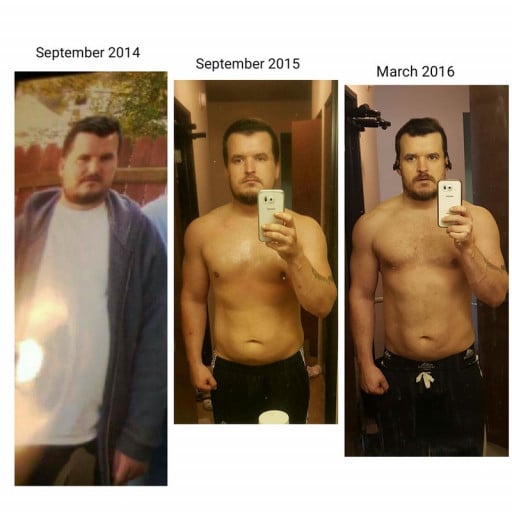 M/33/5'9" [265 > 180 = 85 lbs] Lift 5 days a week and run 1. The diet that works best for me is high protein, high fiber plus 2 cheat meals a week. Excuse the sub MS Paint job.