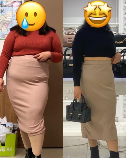 Before and After 54 lbs Weight Loss 5 feet 2 Female 214 lbs to 160 lbs