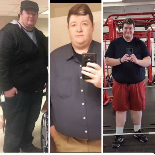 Before and After 87 lbs Weight Loss 6 foot 6 Male 436 lbs to 349 lbs