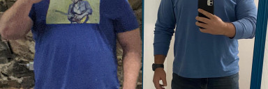 5 feet 10 Male Before and After 75 lbs Fat Loss 315 lbs to 240 lbs