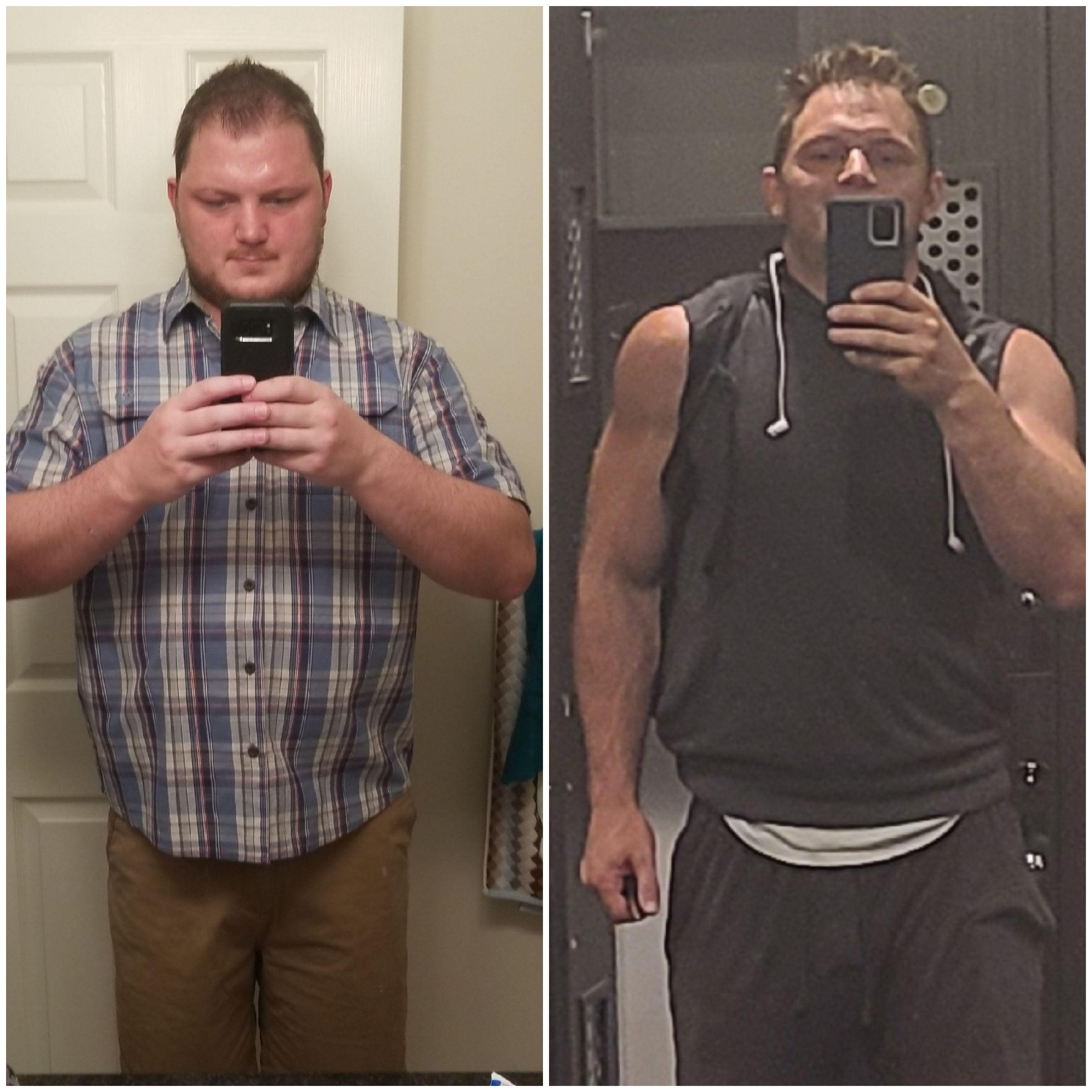Before and After 60 lbs Weight Loss 6 foot 2 Male 275 lbs to 215 lbs