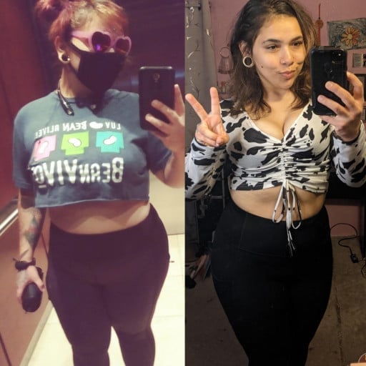 5 feet 2 Female Before and After 60 lbs Fat Loss 230 lbs to 170 lbs
