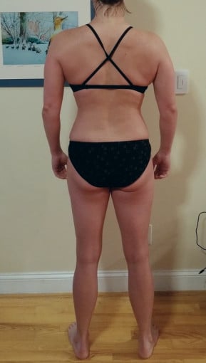 A photo of a 5'9" woman showing a snapshot of 153 pounds at a height of 5'9