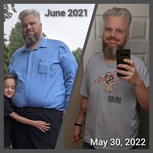 6'4 Male Before and After 40 lbs Weight Loss 430 lbs to 390 lbs
