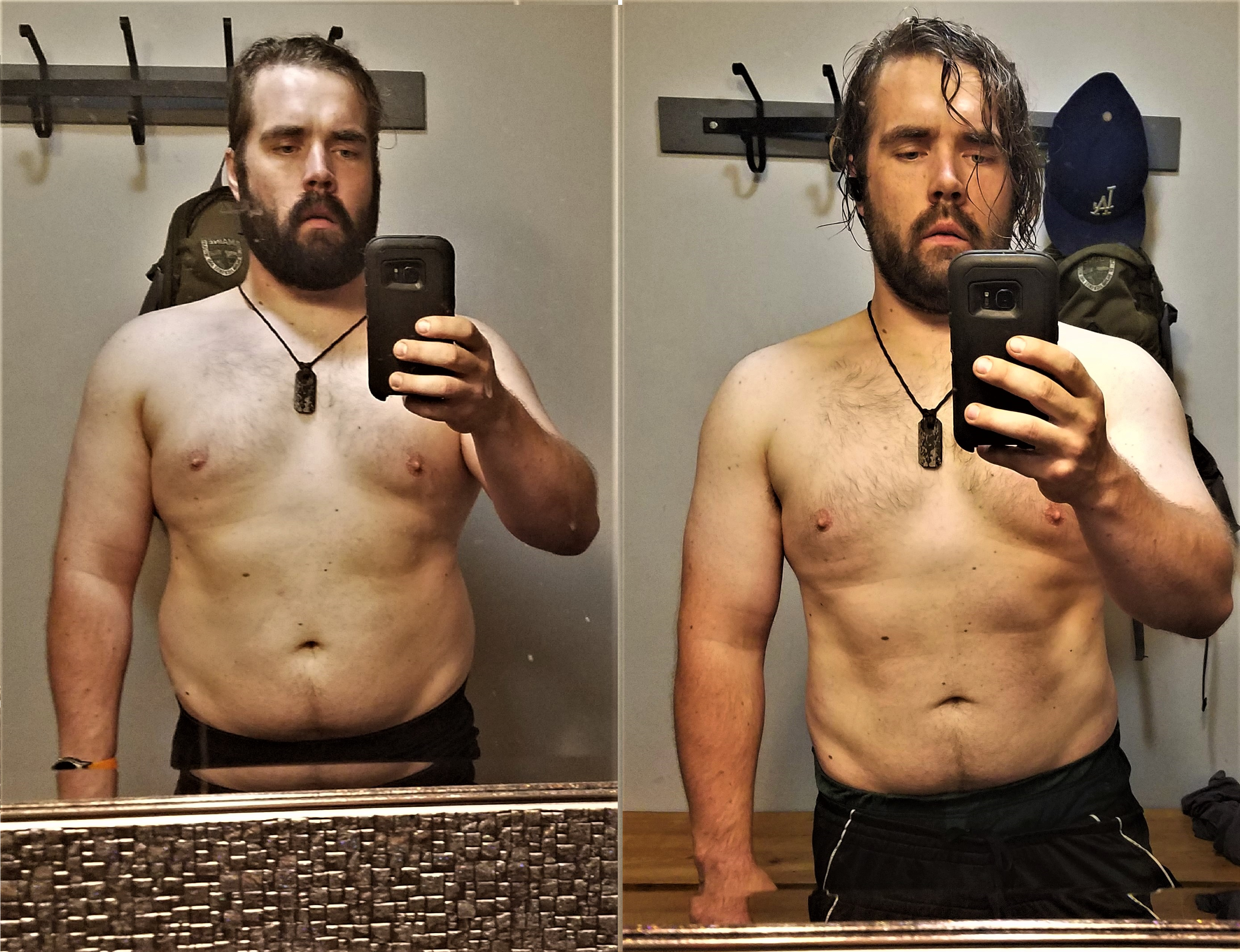 5 feet 11 Male Before and After 20 lbs Weight Loss 265 lbs to 245 lbs