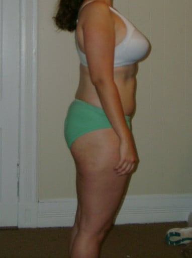 A photo of a 5'8" woman showing a snapshot of 175 pounds at a height of 5'8