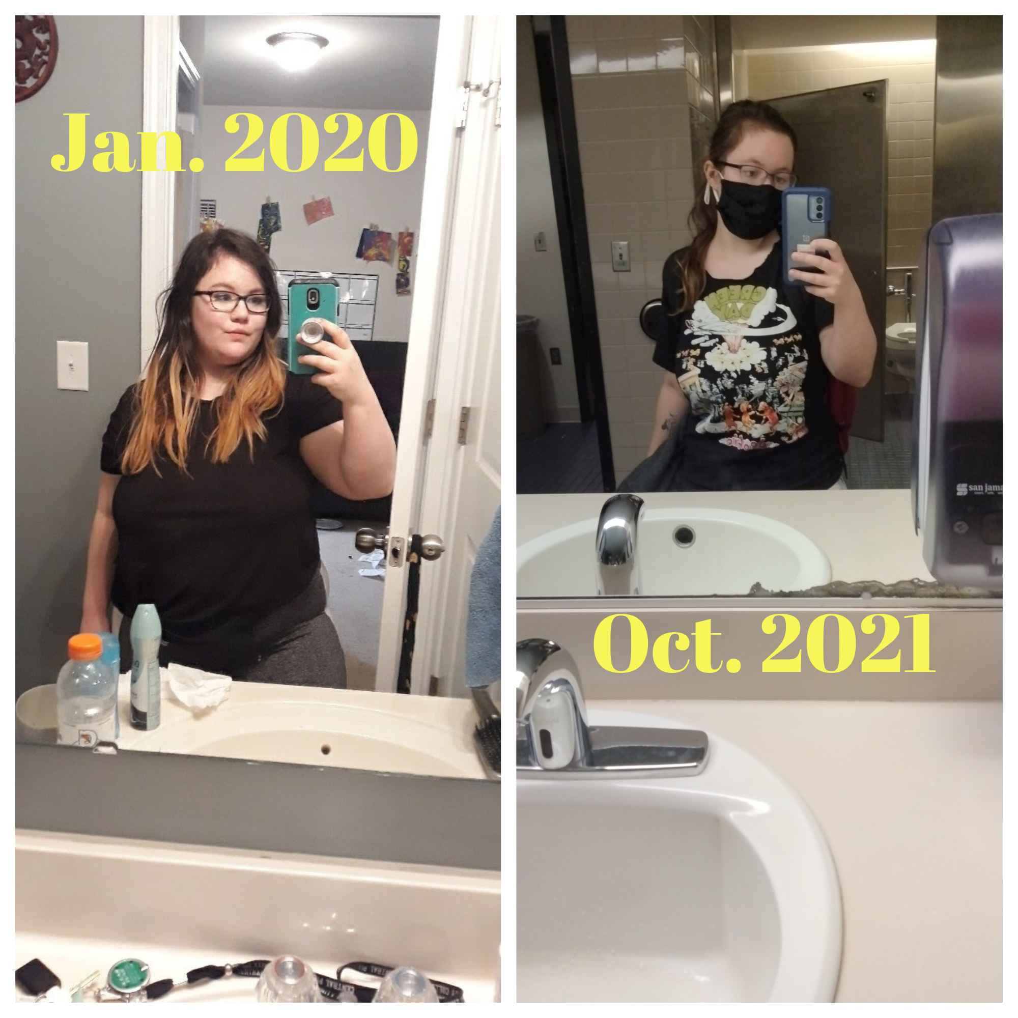 Progress Pics of 80 lbs Weight Loss 4 feet 11 Female 220 lbs to 140 lbs