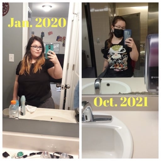 4'11 Female 80 lbs Weight Loss Before and After 220 lbs to 140 lbs