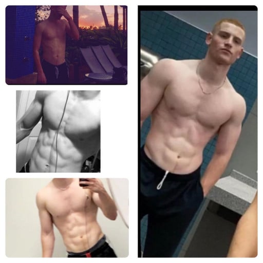 6 foot Male Progress Pics of 32 lbs Fat Loss 190 lbs to 158 lbs